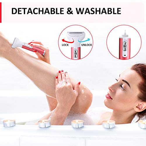 liaboe Depiladora mujer electrica Depiladora Electrica Mujer Facial 5 en 1 Afeitadora con Tecnología Wet y Dry Maquinilla Impermeable para Cara, Cejas, Piernas, Nariz, Bikini con Usb Cargador