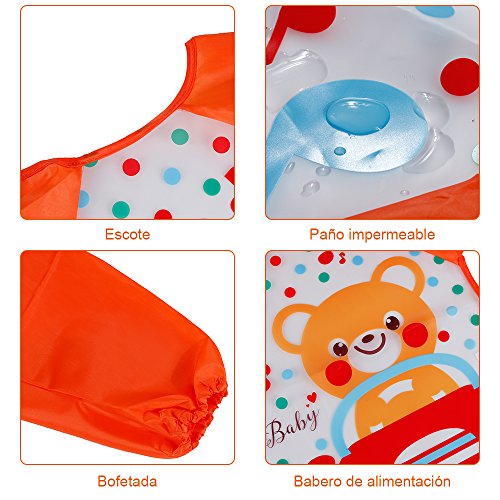 Lictin Unisex 5 Pcs babero con mangas larga EVA Impermeable con 2Pcs Pañuelo