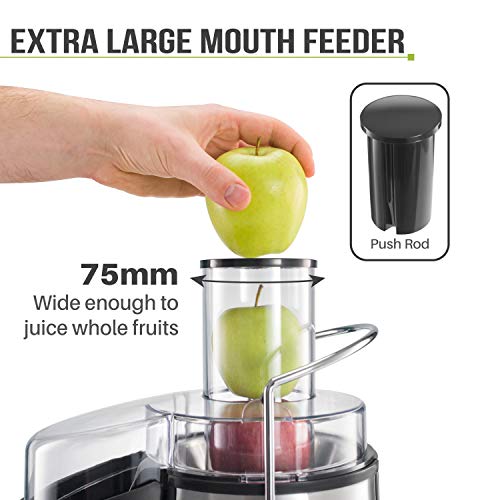 Licuadoras para Verduras y Frutas - Gran Potencia (850 W) y 2 Velocidades - Licuadora Exprimidor Zumo Gran Apertura (75 mm), Patas Antideslizantes y CE - Juicer Extractor de Jugo de Verduras y Frutas