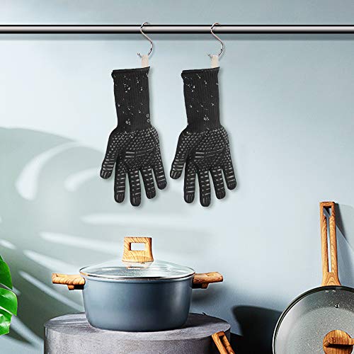 Liesun Guantes de Barbacoa, Guantes para Horno, Antideslizante Guantes de Horno Térmica hasta 1472°C/ 800°C, tamaño Universal, para Barbacoa, Microondas Hornear, Regalar un Almohadilla de Silicona.