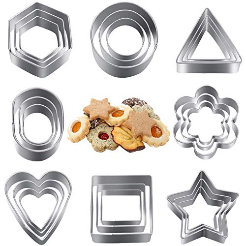 Liesun Juego de cortadores de Galletas, Moldes para Galletas, 24 moldes cortadores de Galletas de Acero Inoxidable para decoración de Tartas y Fondant, Formas