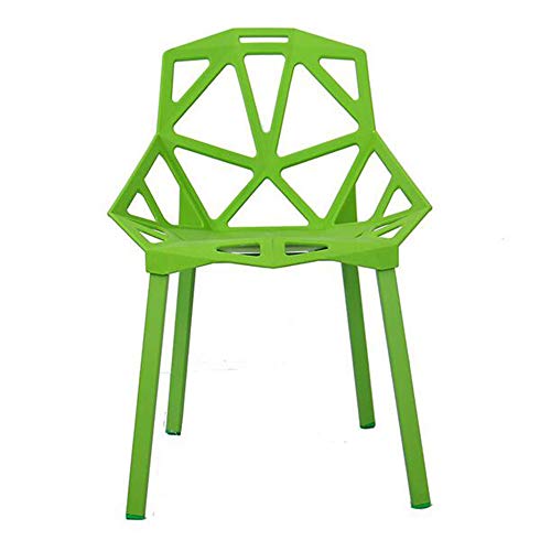 Life HS Volver Hueco geométrica Plastic Chair Silla de Acero Restaurante Cafetería Silla de Comedor, S Tipo de Ancho y ergonómico Asiento cómodo humanizado Volver, para de Interior,Verde