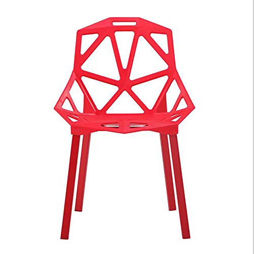 Life HS Volver Hueco geométrica Plastic Chair Silla de Acero Restaurante Cafetería Silla de Comedor, S Tipo de Ancho y ergonómico Asiento cómodo humanizado Volver, para de Interior,Rojo