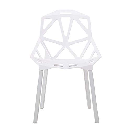 Life HS Volver Hueco geométrica Plastic Chair Silla de Acero Restaurante Cafetería Silla de Comedor, S Tipo de Ancho y ergonómico Asiento cómodo humanizado Volver, para de Interior,Blanco