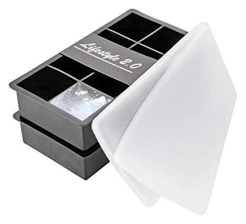 Lifestyle 2.0 Cubiteras Hielo Con Tapa De Silicona Juego De 2 Bandejas Cubitos De Hielo Grandes XXL