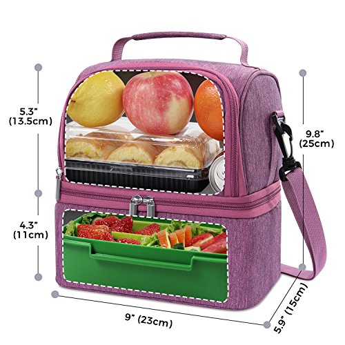 Lifewit Bolsa Térmica para Almuerzo con Doble Compartimentos Aislamiento,Multiuso Caja De Almuerzo para Hombres,Mujeres,Niños,Bebé,Bolso Térmico para Camping,Excursión,Playa Refrescos,7L,Rosa