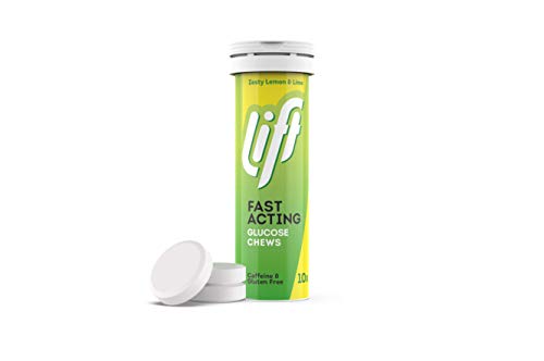 Lift | Pastillas de energía masticables de glucosa de acción rápida | limón y lima | 12 paquetes de 10 tubos de tabulación