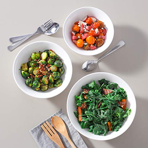 LIFVER 1300 ml Porcelana Cuencos de Pasta, Grande Ensaladeras, Blanco, Juego de 4