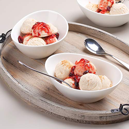 LIFVER 18cm / 450ml Cuenco de Sopa de Porcelana/Ensaladera, Blanco Natural, Juego de 6