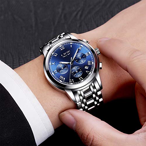 LIGE Relojes Hombre Militar Impermeable Deportes Relojes Moda Acero Inoxidable Analogicos Cuarzo Relojes