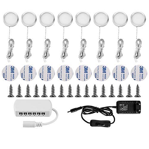 Lightess Luz del Gabinete LED Luz de Bajo Armario Iluminación para Vitrina para Cocina Estante Muebles Taquillas Enfriador de Vino (8 luces, Blanco cálido)