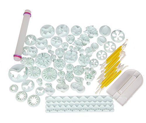LIHAO Cortadores de Émbolo Cortadores Fondant Expulsor (68 Piezas)