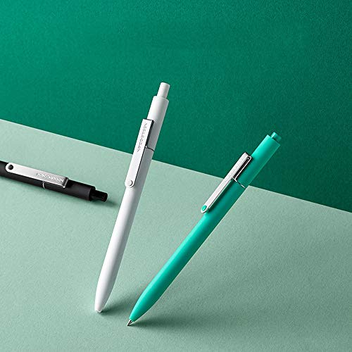 Lihgfw La Prensa Neutral Pluma Simple del Metal Pluma del Agua de Estudiante Firma Pluma de Gran Capacidad Bala 0.5mm Blanco y Negro Verde Pluma de la Escritura de Prueba