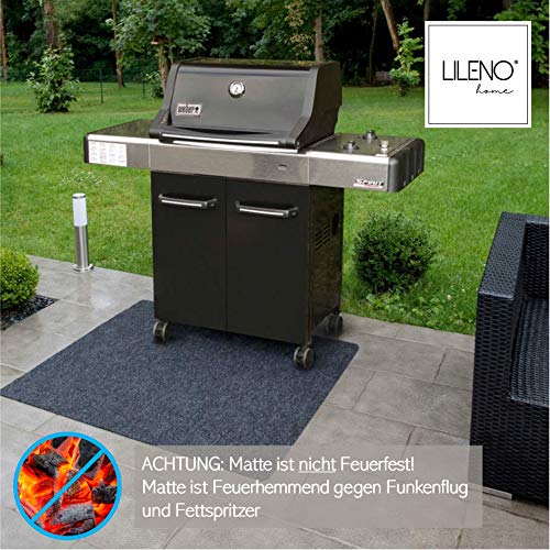 LILENO HOME - Esterilla para Barbacoa y Barbacoa, 100 x 120 cm, Antracita, Base Barbacoa de Gas y carbón Vegetal, para una Noche de Barbacoa Familia