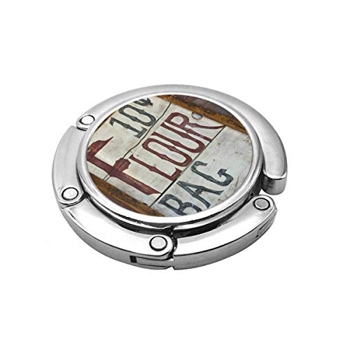 Lindo gancho plegable para bolso de mesa, gancho personalizado para coche panaderos vintage de harina antigua venta de antigüedad