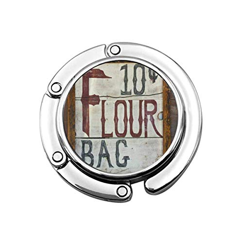 Lindo gancho plegable para bolso de mesa, gancho personalizado para coche panaderos vintage de harina antigua venta de antigüedad
