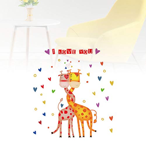 LIOOBO 2 Piezas Jirafas Pegatinas de Pared corazón te Amo Pared pelar y Pegar calcomanías extraíbles para niños guardería Dormitorio decoración de la Boda