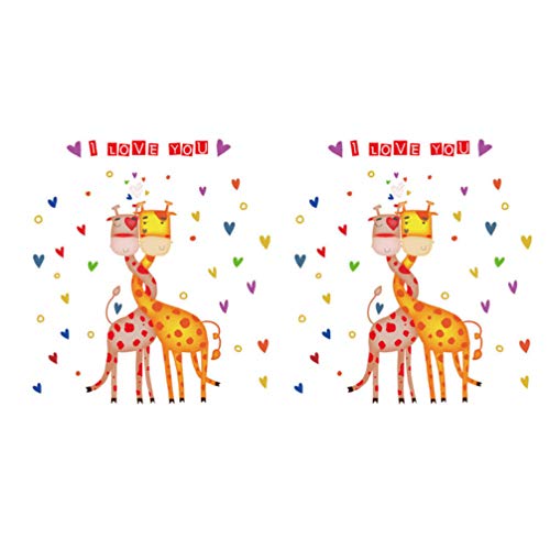 LIOOBO 2 Piezas Jirafas Pegatinas de Pared corazón te Amo Pared pelar y Pegar calcomanías extraíbles para niños guardería Dormitorio decoración de la Boda