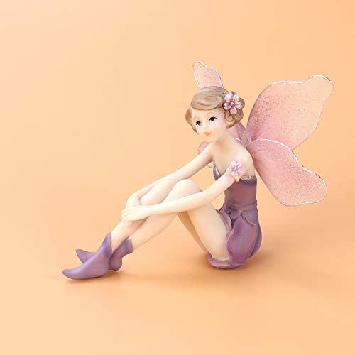 LIOOBO Adornos de Hadas de Resina Decoración para el Hogar Flor en Miniatura Figuras de Hadas