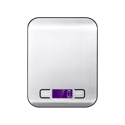 LIOOBO Balanza de pesaje de cocina digital de acero inoxidable Escala de alimentos portátil para cocina casera sin batería (Plata)