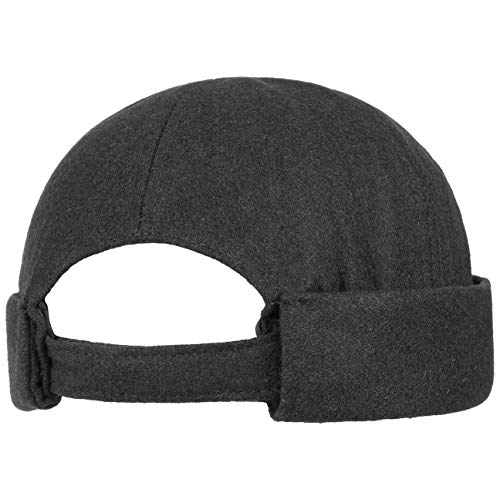 Lipodo Gorro Docker Portuario en Color Negro - Estrecho y apreciado como Accesorio para la Cabeza por los estibadores - como Gorro de Invierno y Gorro Marinero - En Talla única y con Cierre de Velcro