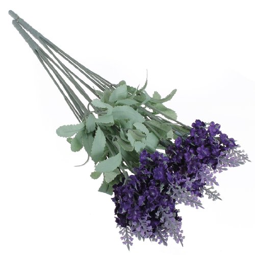 Liroyal Ramo de flores artificiales de lavanda, de seda, para decorar la casa o el jardín (10 unidades), color violeta