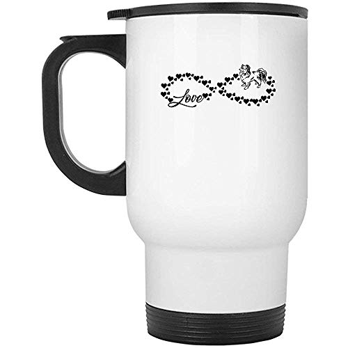 Little Yi Taza de Acero Inoxidable Love Papillon Infinity, Taza de Viaje (Taza Blanca)