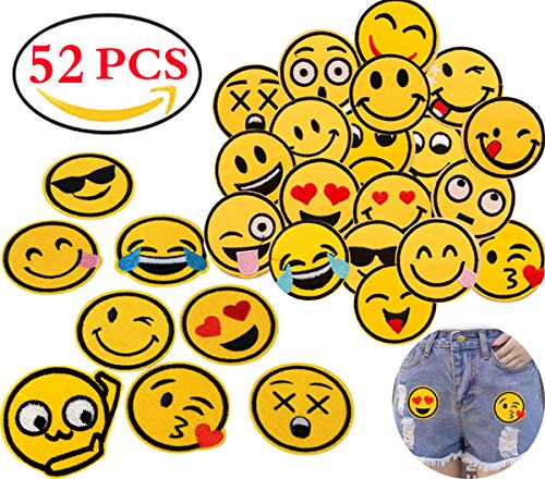 Liuer Patch Sticker 52PCS Ropa Termoadhesivos Lentejuelas bordados cosidos insignia de parche bordado decoración Cute DIY para la camiseta Jeans Ropa Bolsas bolso vaqueros mochilas zapatos de lona