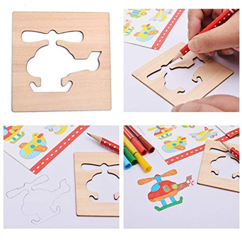 Liuer Stencil Plantillas Niños 60PCS Plantillas de Dibujo de Madera para Dibujar Bullet Journal Puntos para Cuaderno Diario Libro de Recuerdos Manualidades