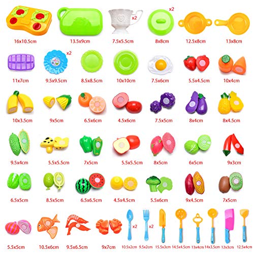 LIVEHITOP Alimentos de Juguetes 52 Piezas Juguetes de Cocina Cortar Frutas Verduras Temprano Desarrollo Educación Bebé Niños Juegos