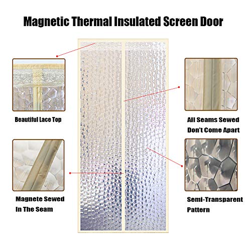 Liveinu Cortina Térmica Magnética Con Aislante Térmico Para Puerta De Aire Acondicionado o Cocina, Cortina Mosquitera Magnética Para Puertas de Verano e Invierno 80x210cm Blanco