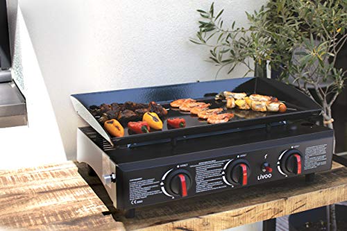 LIVOO DOC105N - Plancha de gas, color negro