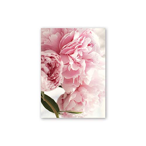 LKJHGU Cuadro en Lienzo decoración nórdica Elegante Cartel de Frase de Flor de peonía e impresión Imagen artística de Pared para la decoración del hogar de la Sala de Estar