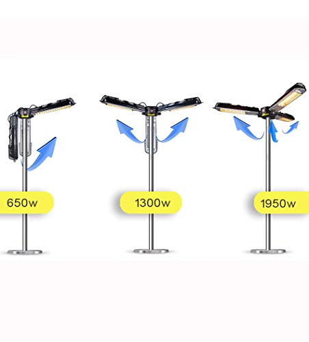 LKK-YSZWJ Estufa Exterior de Sombrilla Eléctrica,Calentador de Espacio Infrarrojo Exterior Plegable,con 3 Configuraciones de Energía (Plegado) Y 3 Placas Calefactoras para Pérgola O Cenador.