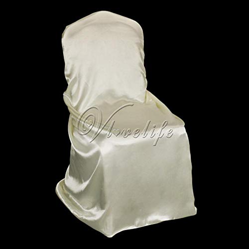 LLAAIT 10 Unids/Lote Universal Self Tie Satén Cubierta de la Silla Banquete de Boda Banquete Evento Navidad Inicio Hotel Cena Decoración Ventas al por Mayor 110cm * 140cm, Blanco, Otro tamaño