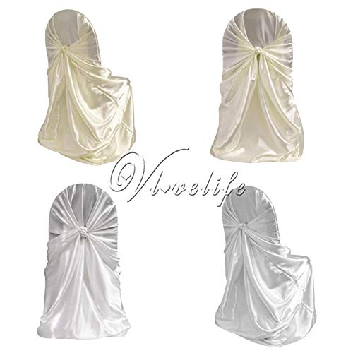 LLAAIT 10 Unids/Lote Universal Self Tie Satén Cubierta de la Silla Banquete de Boda Banquete Evento Navidad Inicio Hotel Cena Decoración Ventas al por Mayor 110cm * 140cm, Blanco, Otro tamaño