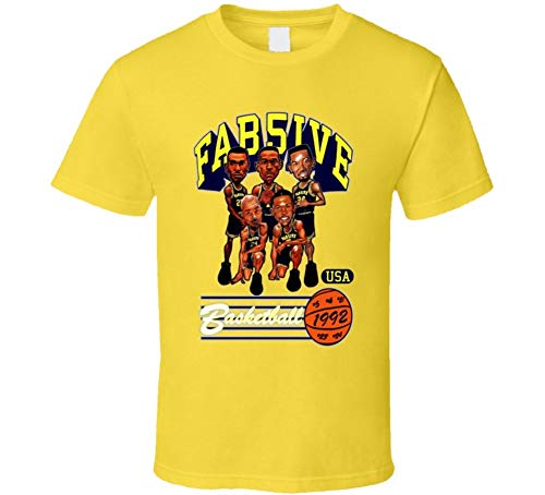 LLZQJ-DAA Camiseta Amarilla con Caricatura de Baloncesto Fab Five Michigan