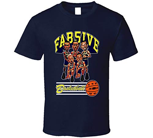 LLZQJ-DAA Fab Five Michigan Retro Caricature Camiseta Azul Marino