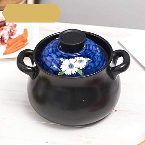 LMCLJJ Cerámica de la Olla de arroz con Tapa, Loza de Barro for cocinar arroz, Cazuela de cerámica Olla Inicio Sopa de Olla de la Llama Abierta a Prueba de Calor Sopa de cocido Salud Piedra Pot