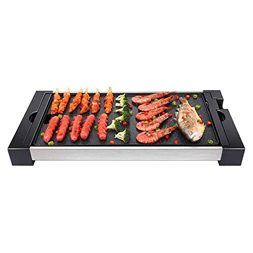 LOGO 1800W eléctrico Teppanyaki Grill Barbacoa sin Humo con Grandes Fácil Limpieza: Superficie de Cocina y Bandeja de Goteo termostato, Placas Antiadherente