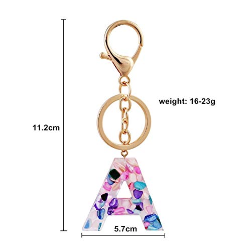 LOGO GQDZ Creativo Alfabeto de Colores de Moda Llavero 26 Letras inglesas Resina de Accesorios for Damas Iniciales Llavero Llavero (Color : H, Size : China)