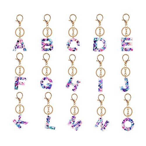 LOGO GQDZ Creativo Alfabeto de Colores de Moda Llavero 26 Letras inglesas Resina de Accesorios for Damas Iniciales Llavero Llavero (Color : H, Size : China)