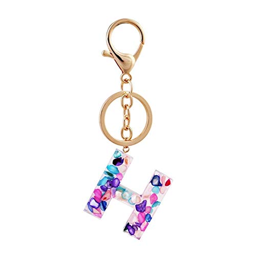 LOGO GQDZ Creativo Alfabeto de Colores de Moda Llavero 26 Letras inglesas Resina de Accesorios for Damas Iniciales Llavero Llavero (Color : H, Size : China)