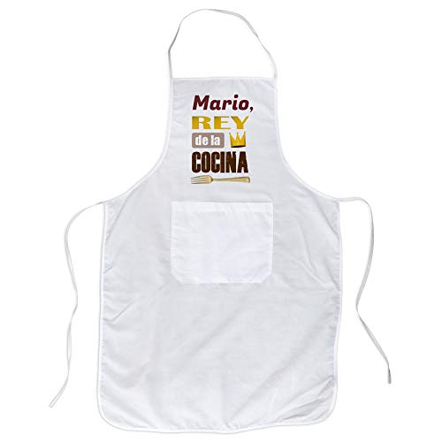 LolaPix Dia del Padre Delantal Personalizado con Nombre. Regalos Personalizados para Hombre. Varios diseños. Delantal Chef Rey Cocina