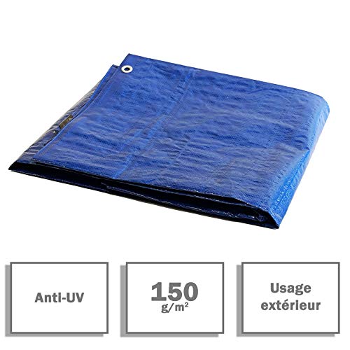 Lona de protección 4 x 5 m 150 g/m², de plástico, exterior, impermeable. Protección de leña. Protección de pintura