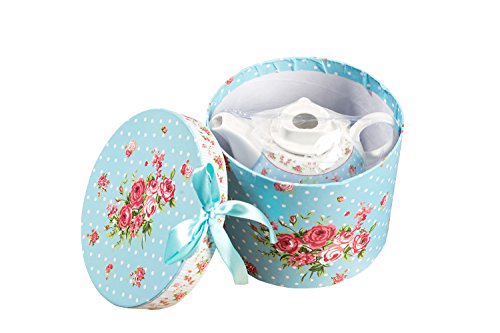 London Boutique - Tetera y Taza de Porcelana para una Tetera (Porcelana), diseño de Flores de Victoria Flora, Color Azul