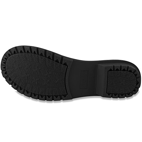 Londres niebla mujer Melton frío clima impermeable nieve bota, (negro / gris (Black/Grey Waterproof)), 42 EU