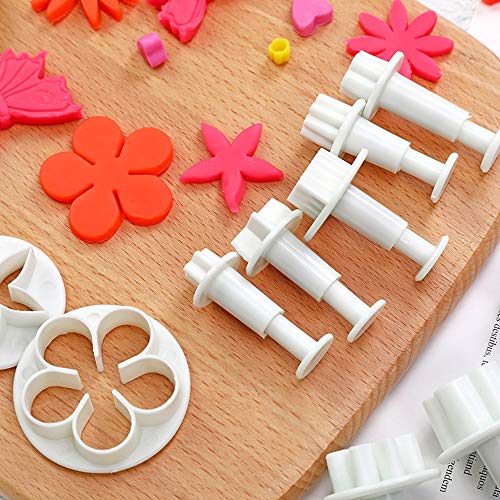 Longyisound - Juego de moldes para fondant, 33 piezas, cortadores de galletas, moldes para galletas, mariposas, estrellas, corazón, hojas para tartas, hornear