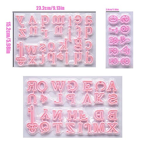 longyisound Set de 62 Cortadores Fondant Letras Moldes Letras Repostería, con Formas de Números y Letras Cortador de Alfabeto para Decoración de Pasteles