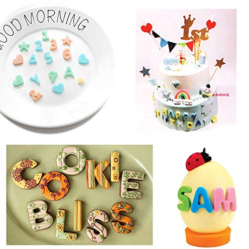 longyisound Set de 62 Cortadores Fondant Letras Moldes Letras Repostería, con Formas de Números y Letras Cortador de Alfabeto para Decoración de Pasteles